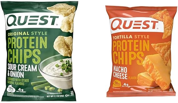 رقائق البروتين Quest Nutrition ، كريم حامض وبصل ، بروتين عالي ، قليل الكربوهيدرات ، عبوة من رقائق البروتين 12 و Tortilla Style ، منخفض الكربوهيدرات ، جبن Nacho 1.1 أونصة (حزمة من 12)