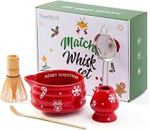 5pcs Premium Matcha Set,Ceramic Bowl with Spout and Bamboo Whisk set, Ceremonical Matcha Kit for breakfast/latte,Tea Starter Making Kit, Unique Christmas/Valentine Gift (Grey)